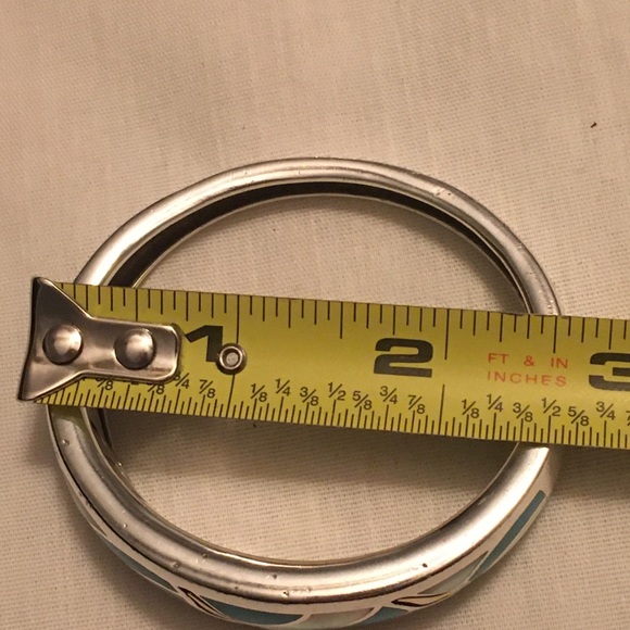 Asch Grossbardt Sterling 18K Gold Bangle Bracelet Turquoise & Mother of Pearl - Picture 6 of 10